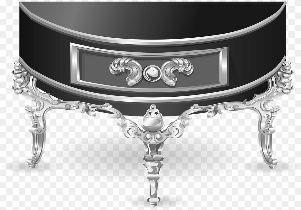 Baroque Black Side Table Clipart, Coffee Table, Furniture, Appliance, Ceiling Fan Png Image