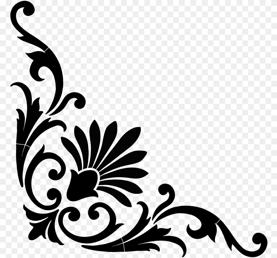 Baroque Corner Scroll Black Corner Scroll, Art, Floral Design, Graphics, Pattern Free Png Download
