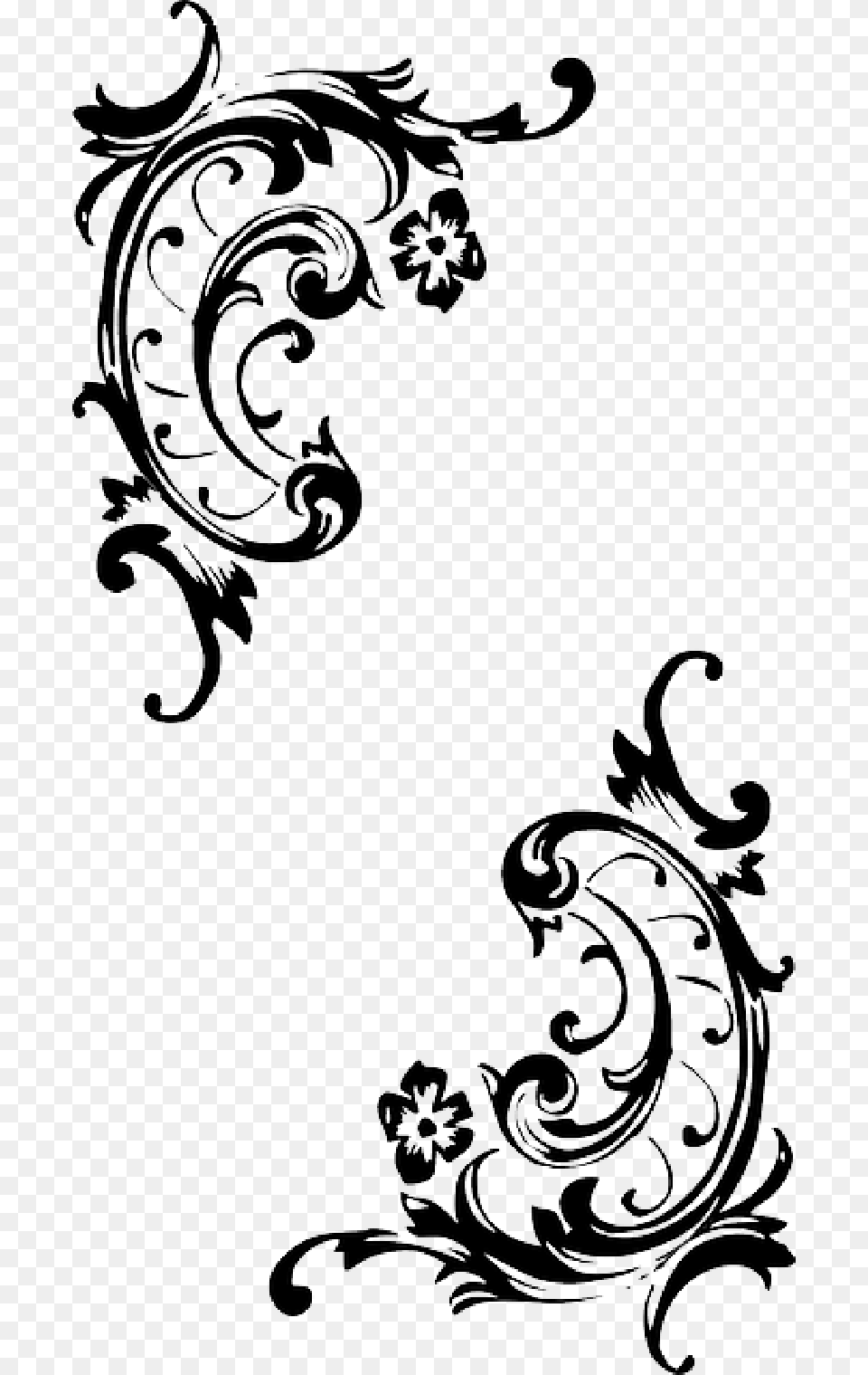 Baroque Pattern Style Flourish Corner Border Baroque Black And White, Graphics, Art, Floral Design, Stencil Free Transparent Png