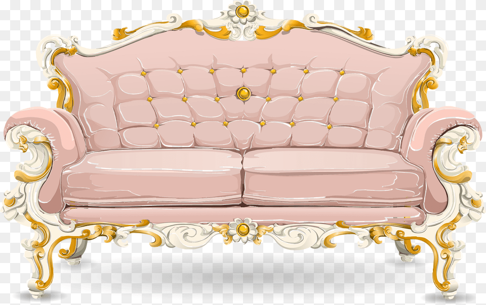 Baroque Pink Sofa Clipart, Couch, Furniture, Crib, Infant Bed Free Transparent Png