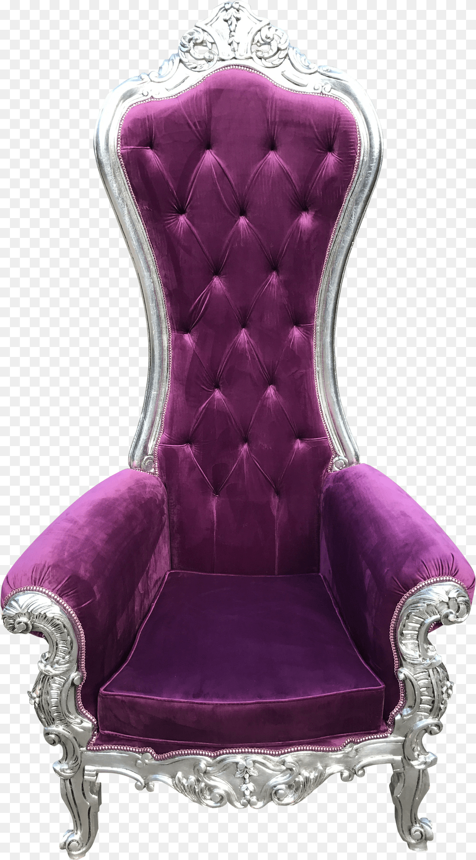 Baroque Style Tufted Purple Velvet Throne Chair Throne Free Transparent Png