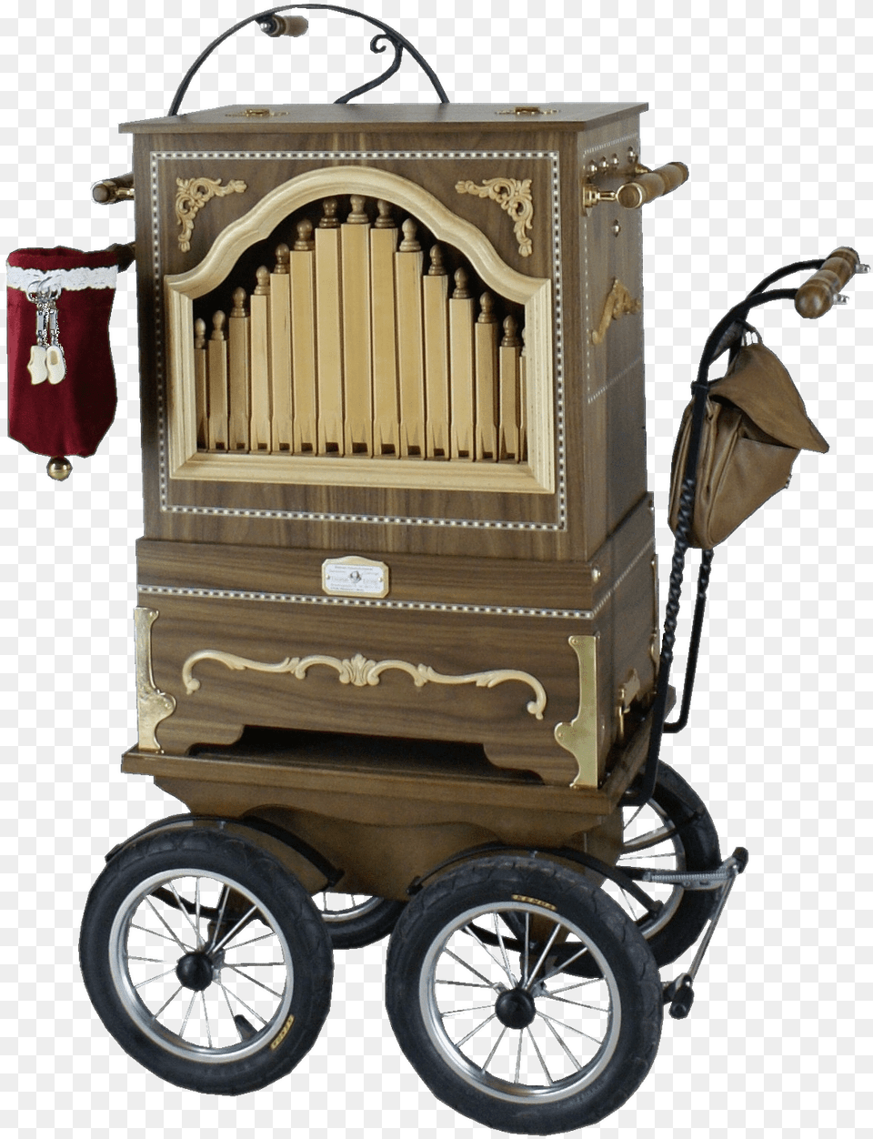 Barrel Organ On Kart Barrel Organ, Wheel, Machine, Transportation, Vehicle Png Image