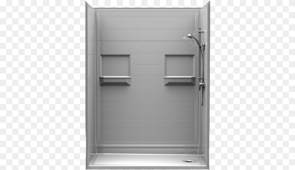 Barrier Shower With Diamond Tile Walls Assembled, Indoors, Bathroom, Room Free Png