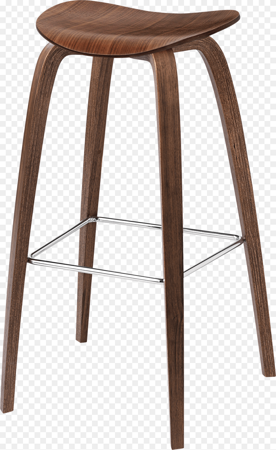 Barstool Wood Chrome Unupholstered Americanwalnut Gubi 2d Barstol, Bar Stool, Furniture Free Transparent Png