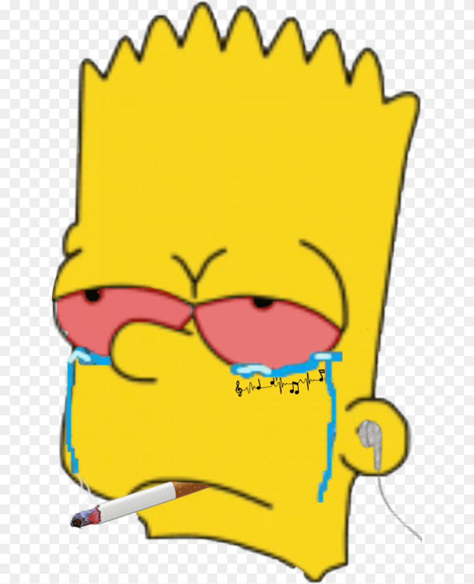 Bart Bartsimpson Sad Headphone Cry Bart Simpson Head Sad, Text, Baby, Person, Book Free Transparent Png