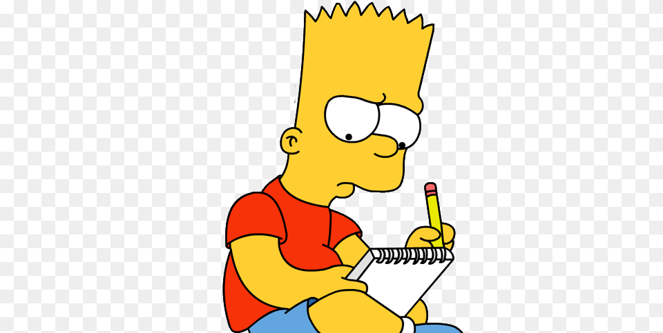 Bart Simpson Bart Simpson Writing, Person, Reading, Baby, Cartoon Free Png Download
