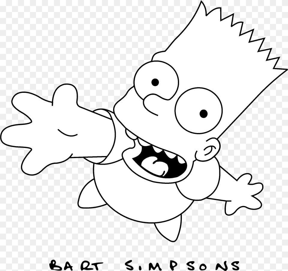 Bart Simpson Black And White Clipart, Cartoon, Stencil, Baby, Person Free Png Download