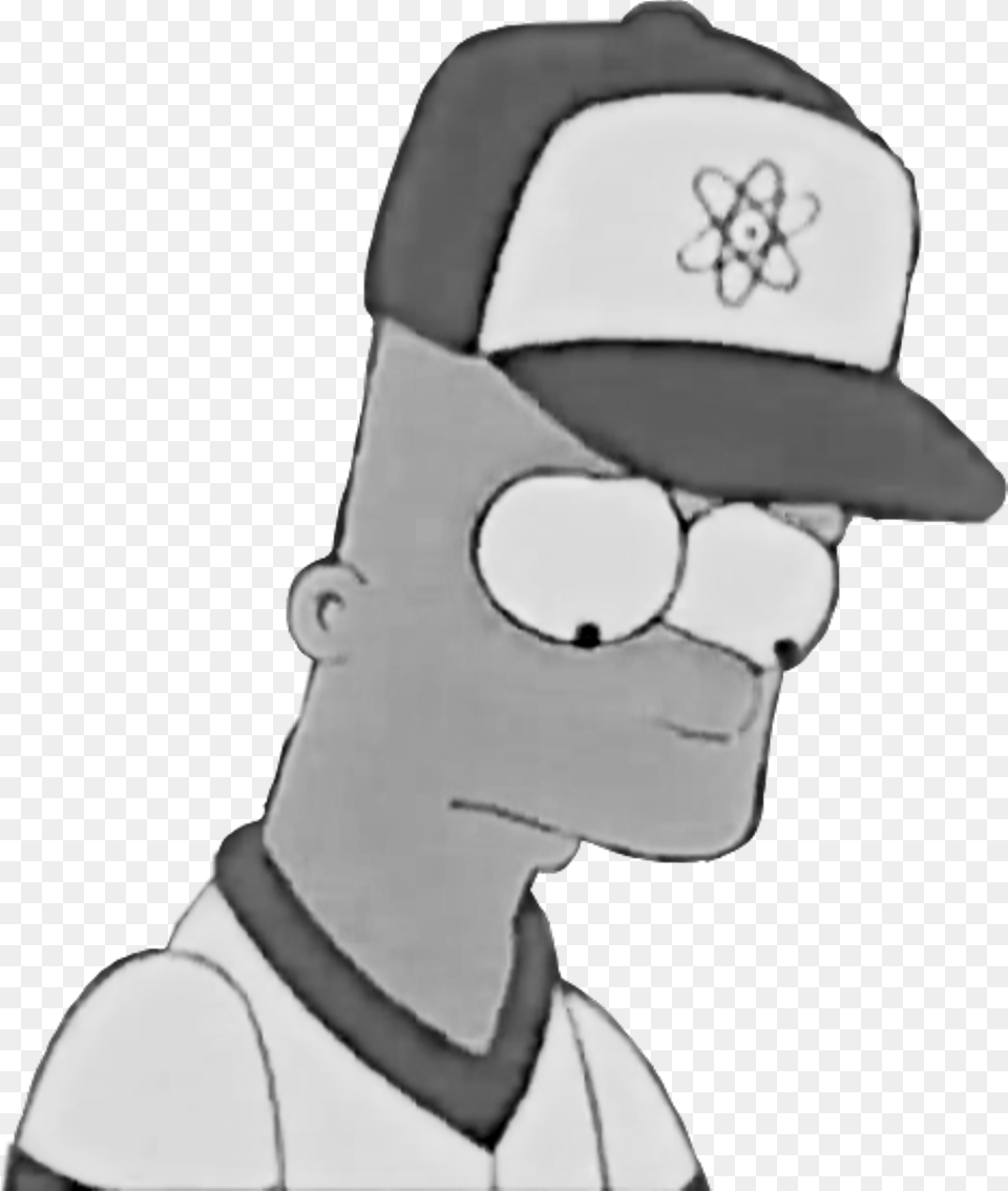 Bart Simpson Clipart Black And White Black And White Simpson, Baseball Cap, Cap, Clothing, Hat Png Image