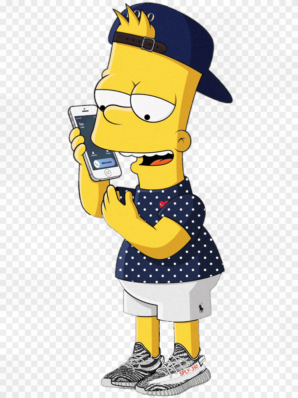 Bart Simpson Iphone Yeezy Simpsons Rich Supreme Money, Baby, Person, Phone, Electronics Png