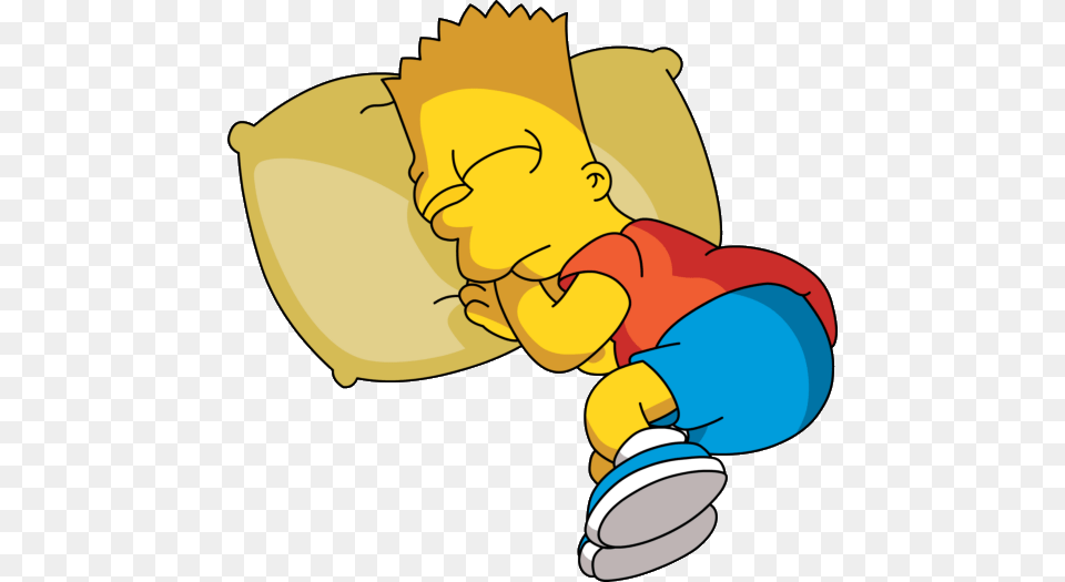 Bart Simpson Sleeping On Pillow, Person, Cartoon, Cleaning, Baby Png Image