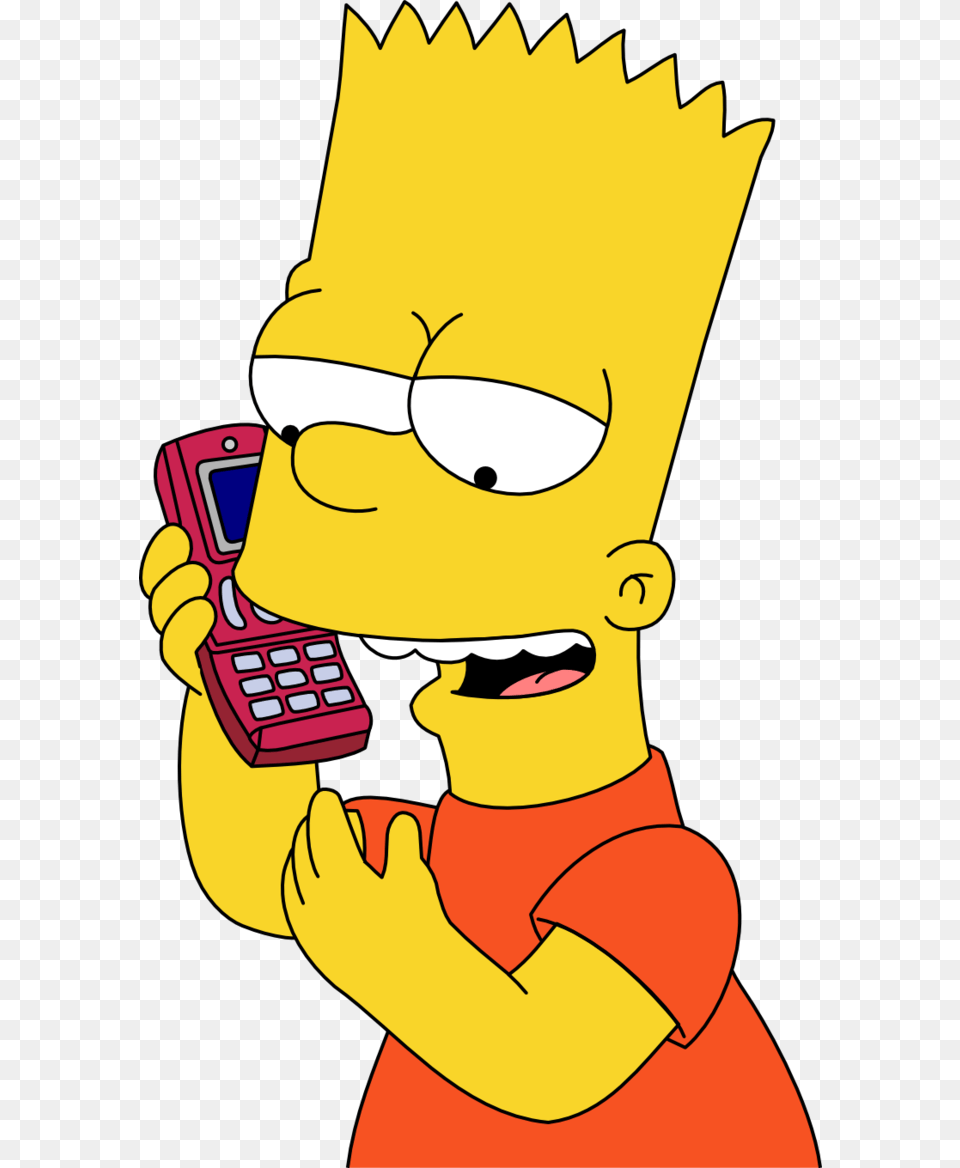 Bart Simpson With Cell Phone, Cartoon, Baby, Person, Electronics Png