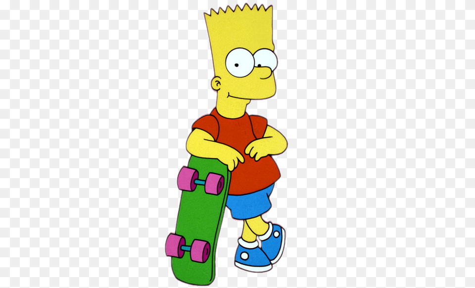 Bart Simpson With Skateboard, Cartoon, Baby, Person Png