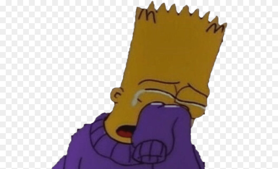 Bart Simpson Yellow Purple Cry Upset Grunge Aesthetic Bart Simpson, Clothing, Glove, Baby, Person Free Png
