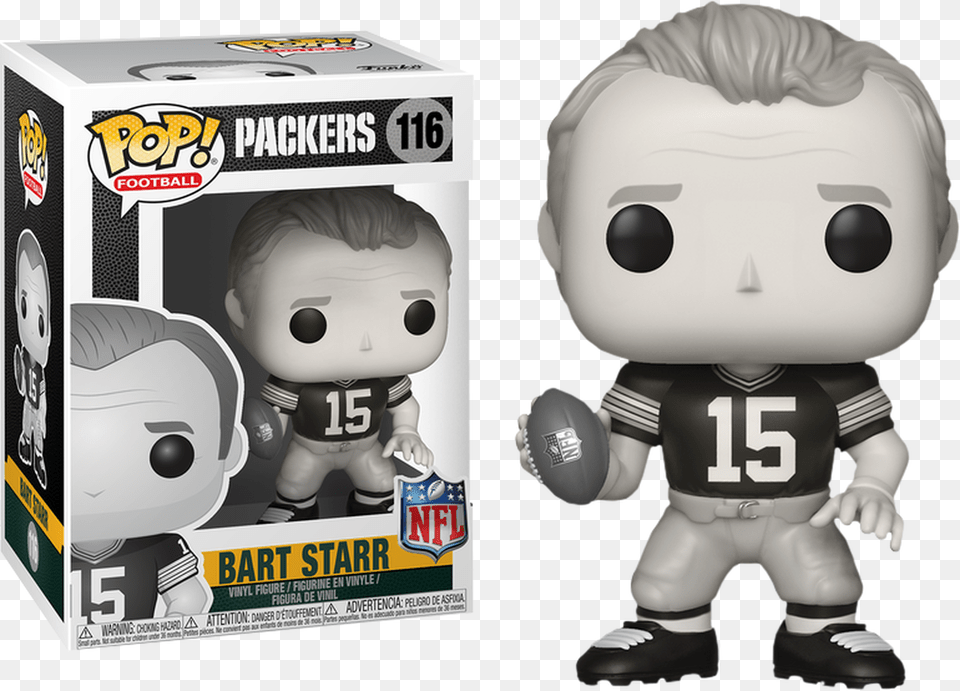 Bart Starr Green Bay Packers Black And White Legends Bart Starr Funko Pop, Baby, Doll, Person, Toy Png