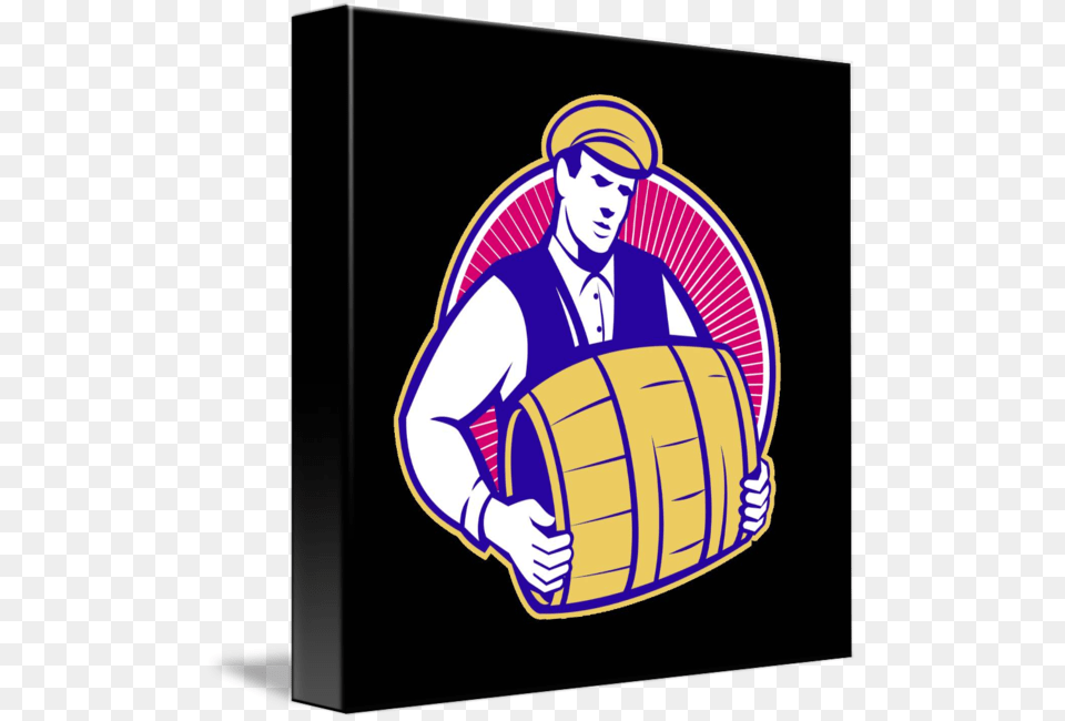 Bartender Carrying Beer Keg Retro, Adult, Person, Man, Male Free Png Download