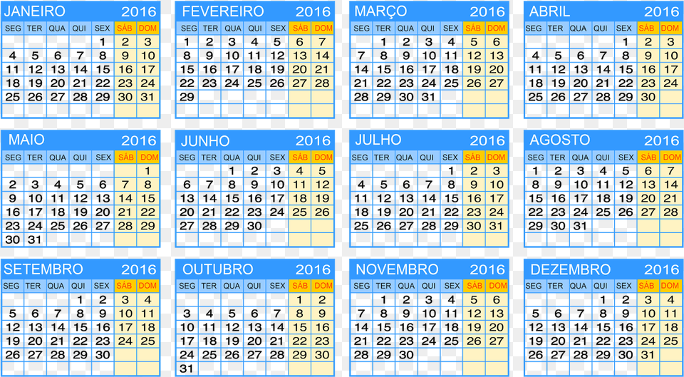 Base Para Calendrio 2016 Em Alta Nos Formatos 2012 Calendar With Holidays, Scoreboard, Text Free Transparent Png