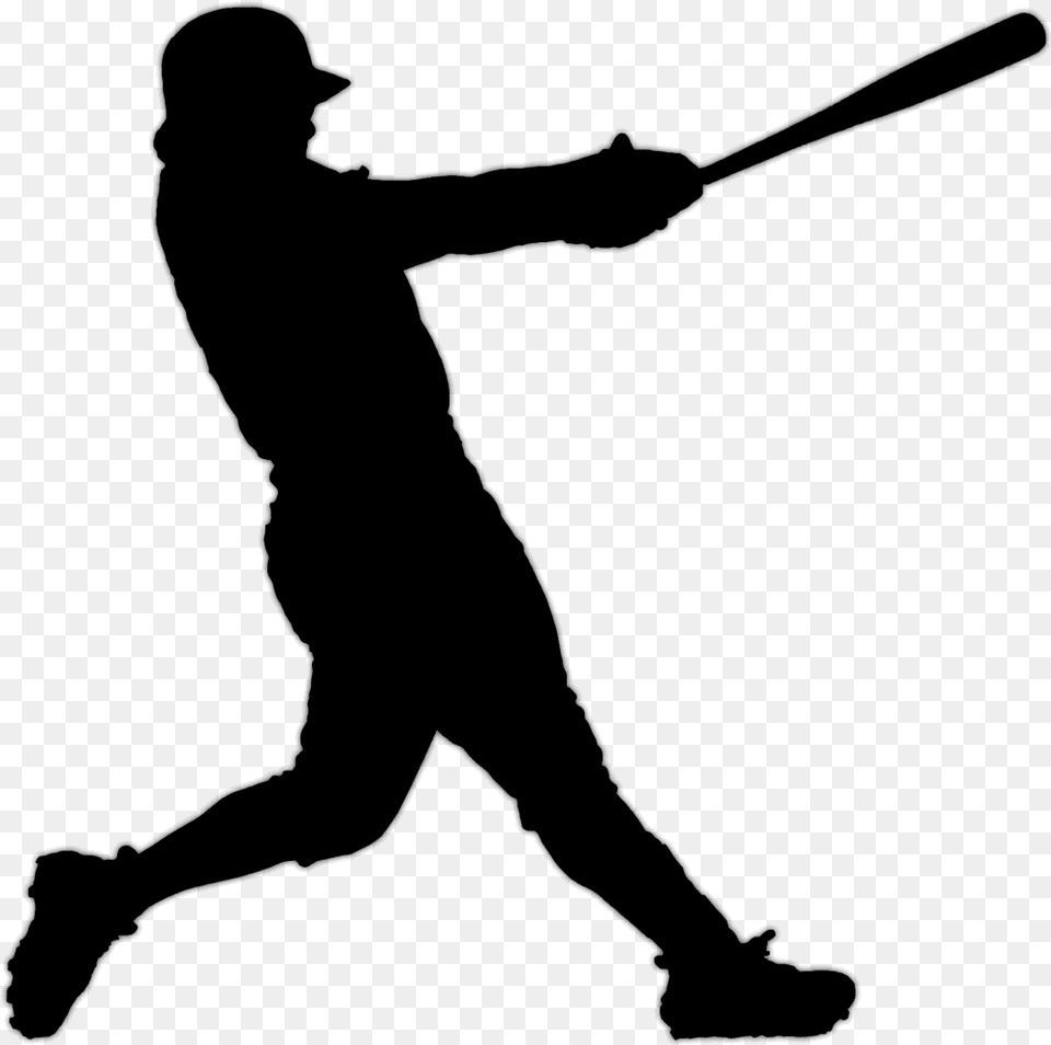 Baseball Bats Clip Art Line Silhouette Baseball Player Line Art, Gray Png