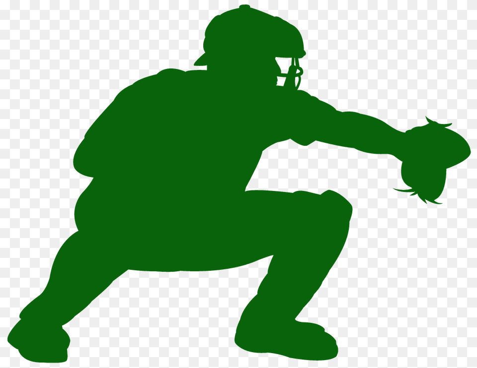 Baseball Catcher Silhouette, Baby, Person, Kneeling Free Png