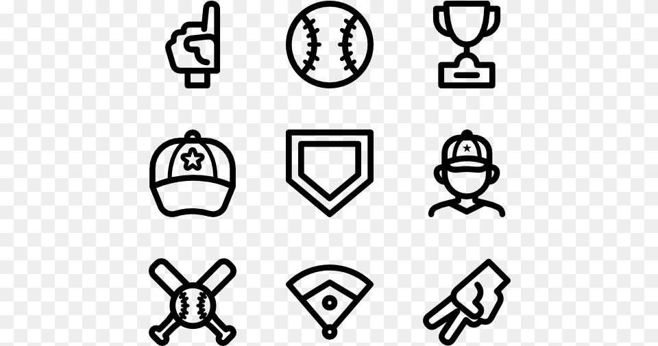 Baseball Collection Hand Drawn Icon, Gray Png Image