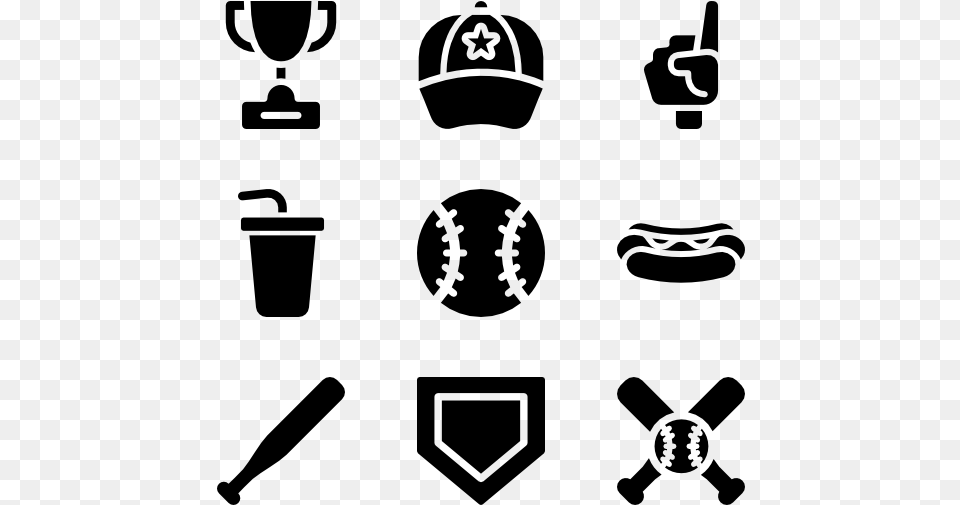 Baseball Icons, Gray Free Transparent Png
