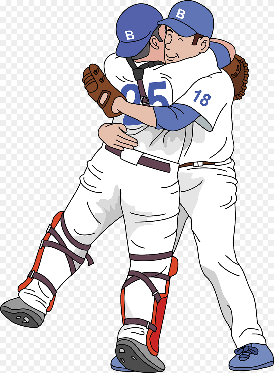 Baseball Pitcher And Catcher Hugging Clipart, Team, Person, People, Baby Png