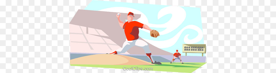 Baseball Pitcher Throwing Ball Royalty Vector Clip Art, Glove, People, Sport, Clothing Free Png