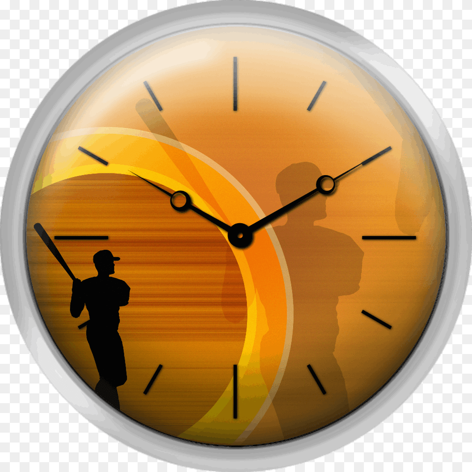 Baseball Player About To Swing Silhouette Digital Wall Clock, Adult, Male, Man, Person Png Image