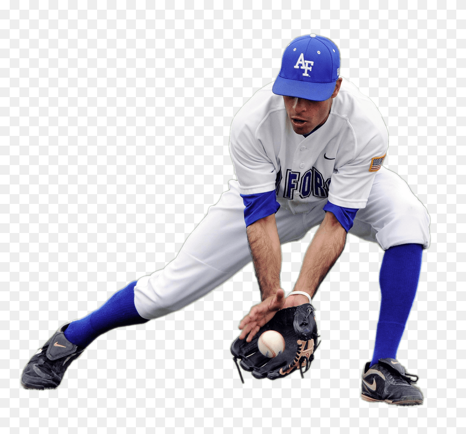 Baseball Player Catching Low Ball, Glove, People, Hat, Sport Png Image