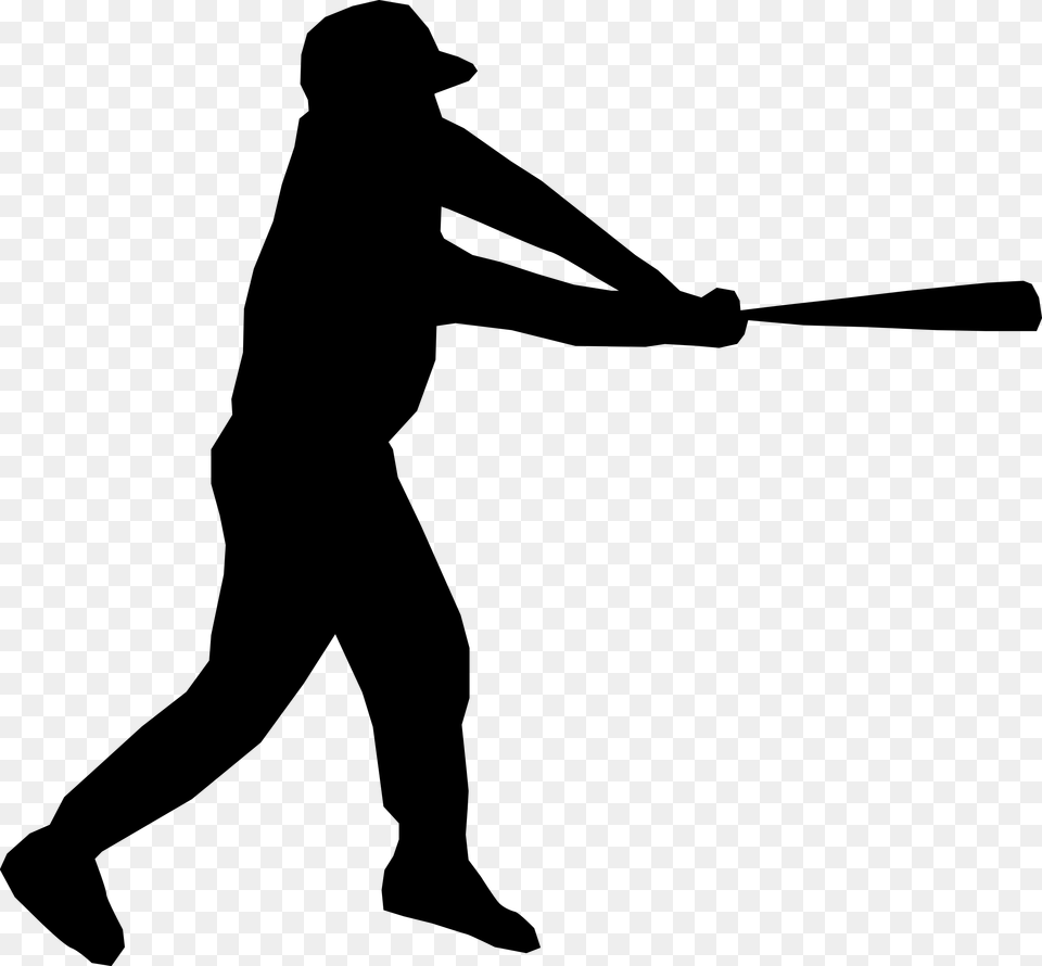 Baseball Player Silhouette, Gray Png