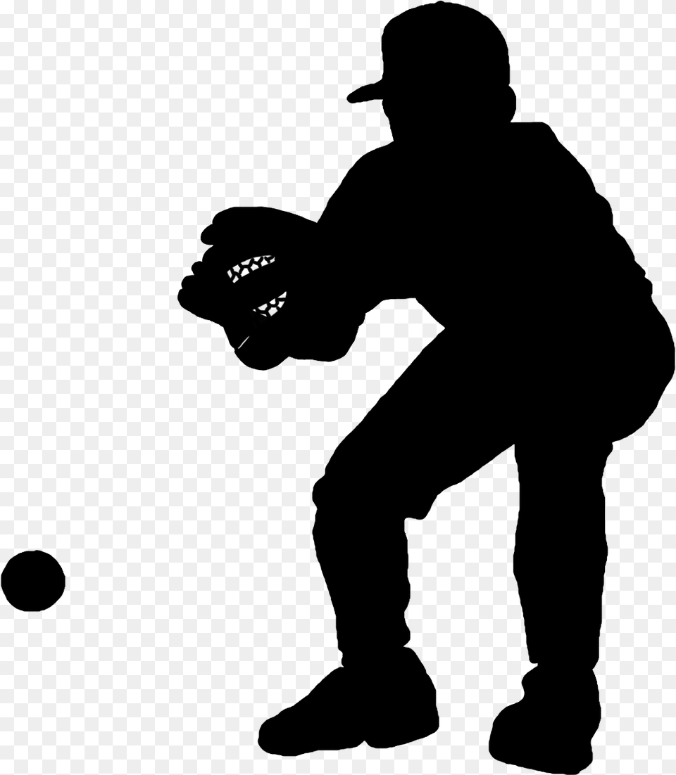 Baseball Player Silhouette Clipart, Gray Free Transparent Png