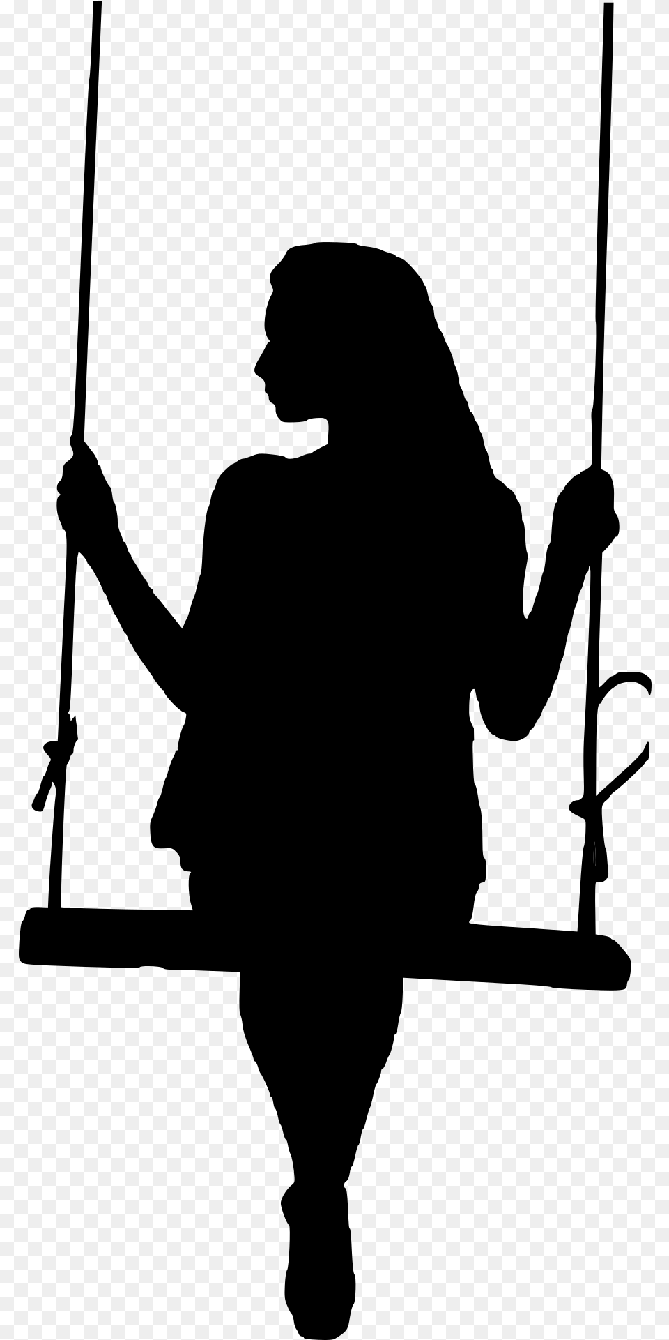 Baseball Player Silhouette Silhouette Of A Girl On A Swing, Gray Png Image