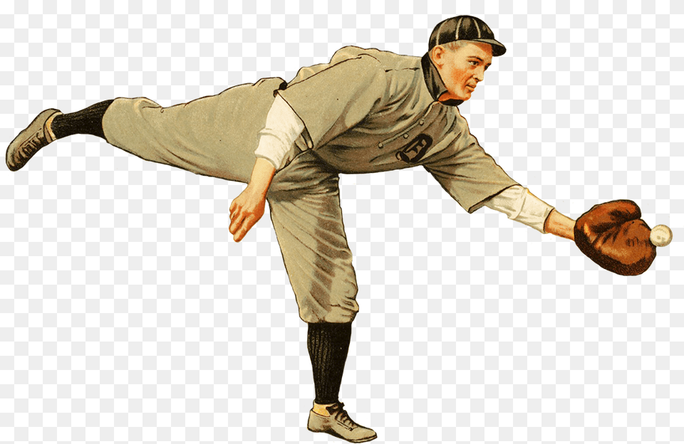 Baseball Player With Glove And Ball Baseball Player Vintage, Team Sport, People, Person, Clothing Free Png Download