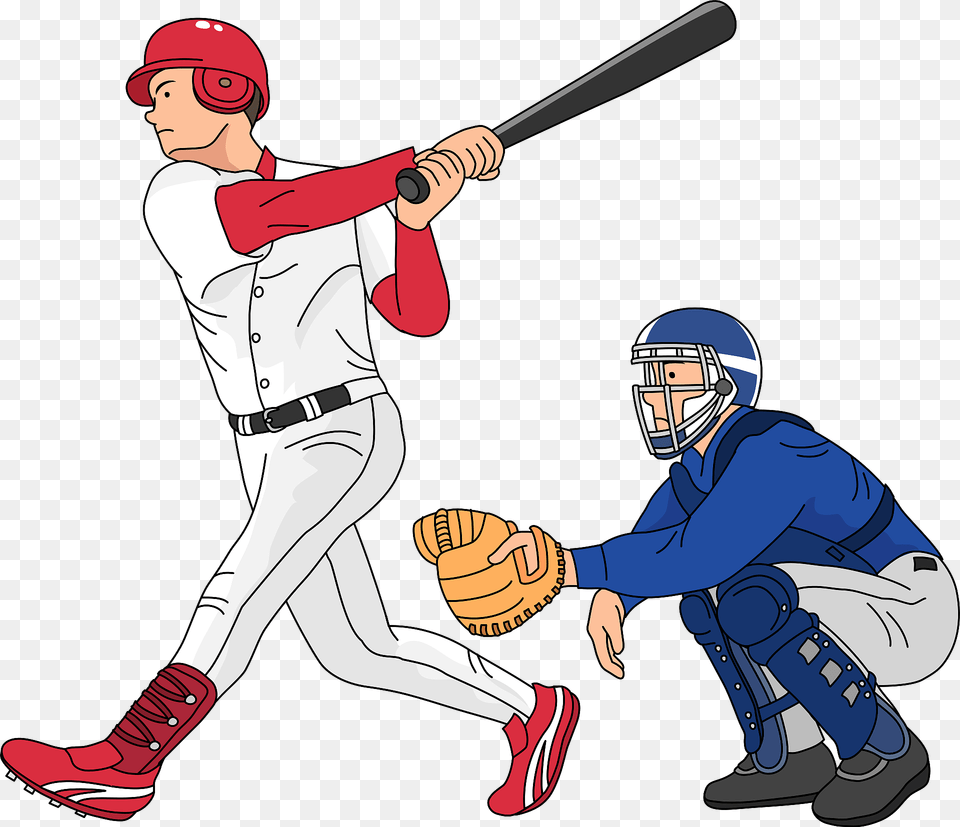 Baseball Players Batter And Catcher Clipart, Team Sport, Team, Sport, Person Png