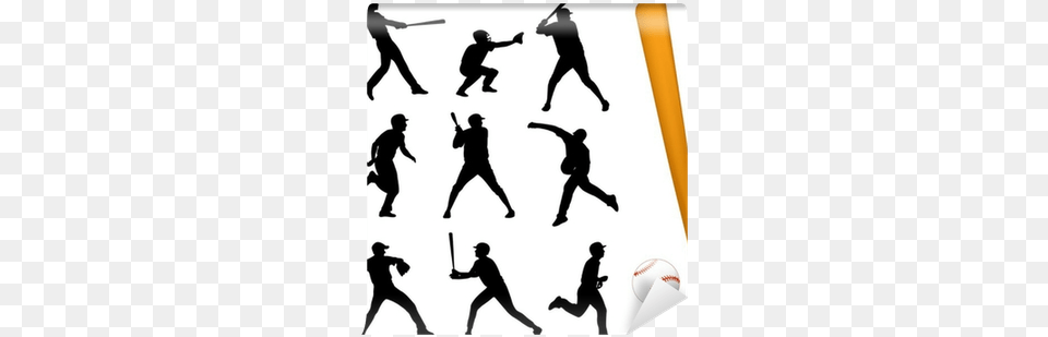 Baseball Players Silhouettes Baseball Player Silhouette Border, Sport, Ball, Baseball (ball), Person Free Transparent Png