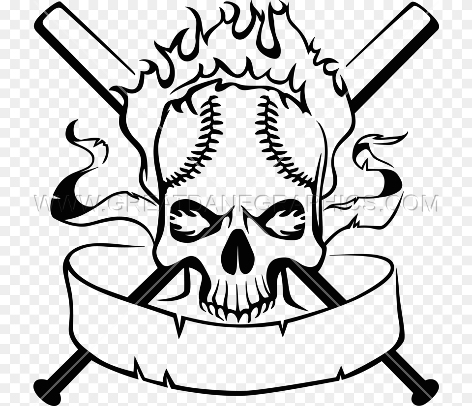 Baseball Skull Crest Production Ready Artwork For T Shirt Printing, Bow, Weapon Free Png