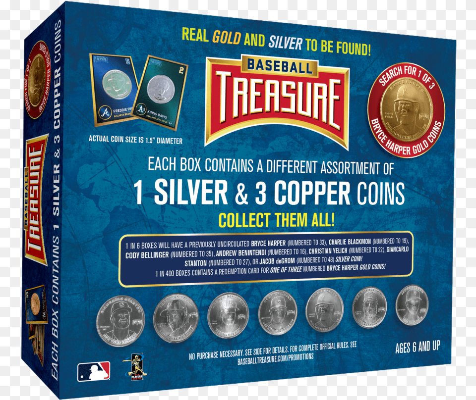 Baseball Treasure Chest A Silver Or Gold Coin In Every Temple Bar Company, Advertisement, Person, Adult, Face Free Png