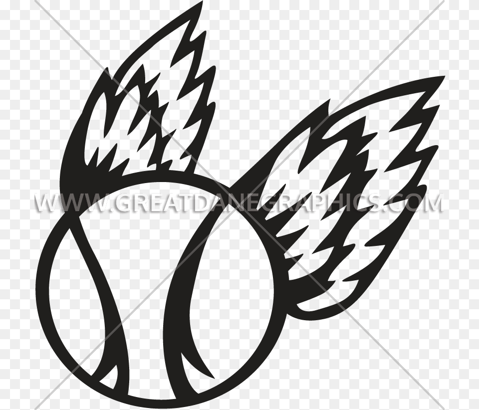 Baseball With Wings Clipart Graphic Baseball Illustration, Bow, Weapon, Grass, Logo Png