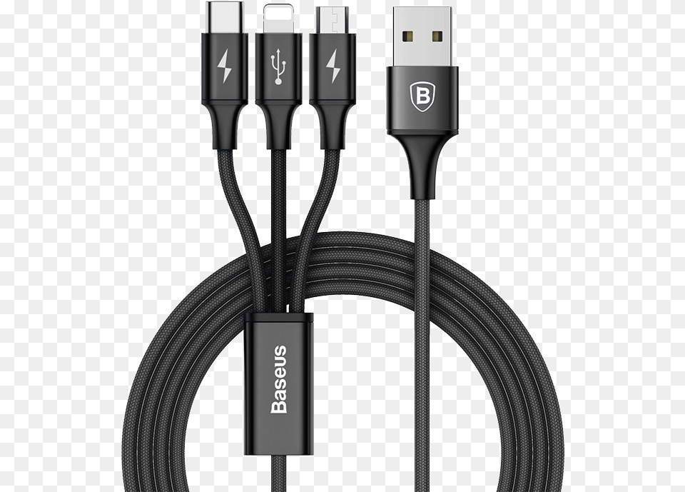 Baseus New Trending 3 In 1 Usb Charging Charger And Dual Lightning Charging Cable Png Image