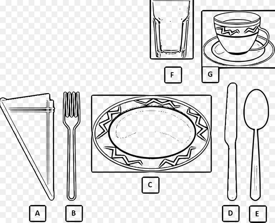Basic Table Setting Clip Arts, Gray Free Png