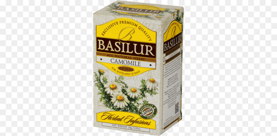 Basilur Camomile 20 Tea Bags Caffeine Basilur Herbal Infusion Foil Enveloped Tea Bags Chamomile, Herbs, Plant, Flower, Qr Code Free Png