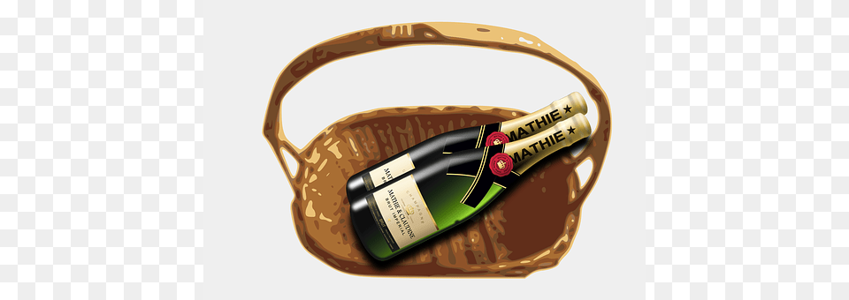 Basket Alcohol, Beverage, Bottle, Liquor Png Image