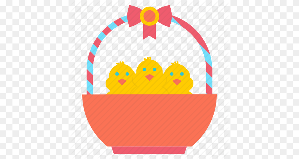 Basket Bow Chicken Chickling Easter Gift Ribbon Icon Free Transparent Png