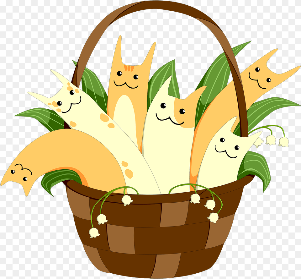 Basket Cat Bouquet On Pixabay Flower Bouquet, Leaf, Plant, Animal, Fish Png Image