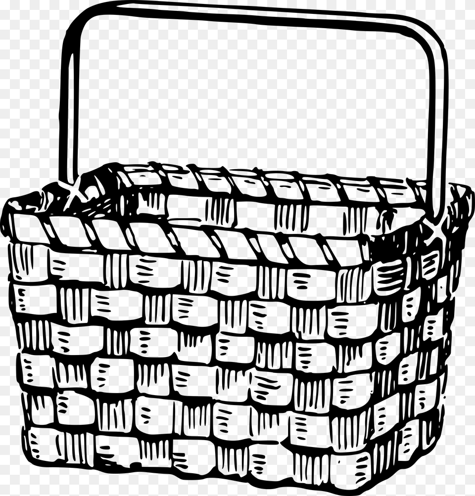 Basket Clipart, Gray Png