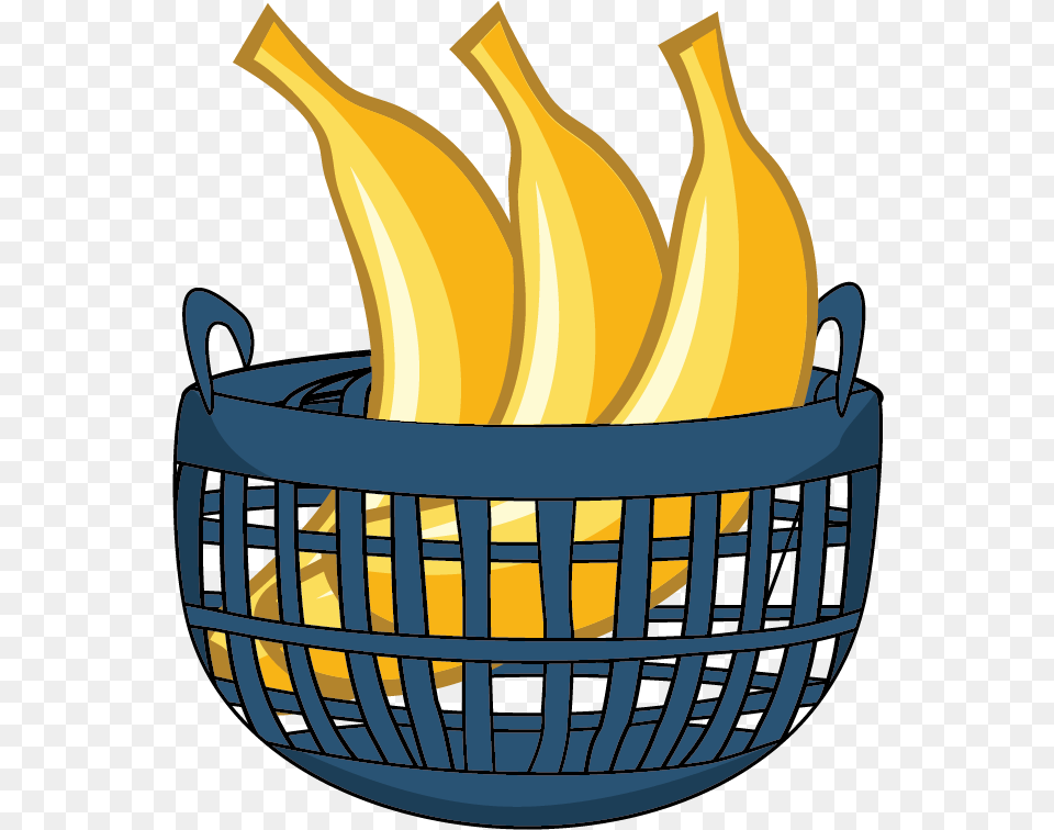 Basket Clipart Banana Banana In The Basket Clipart, Fire, Flame, Bbq, Cooking Free Png Download