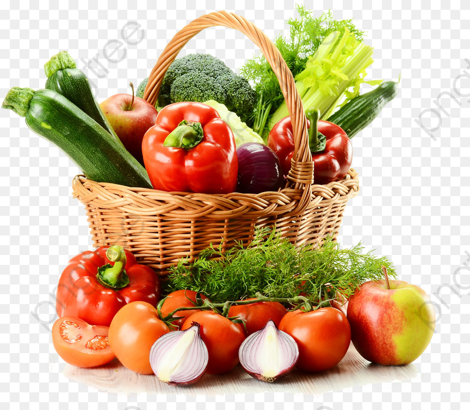Basket Of Fruits And Vegetables Vegetables In Basket Images Hd, Apple, Food, Fruit, Plant Png Image