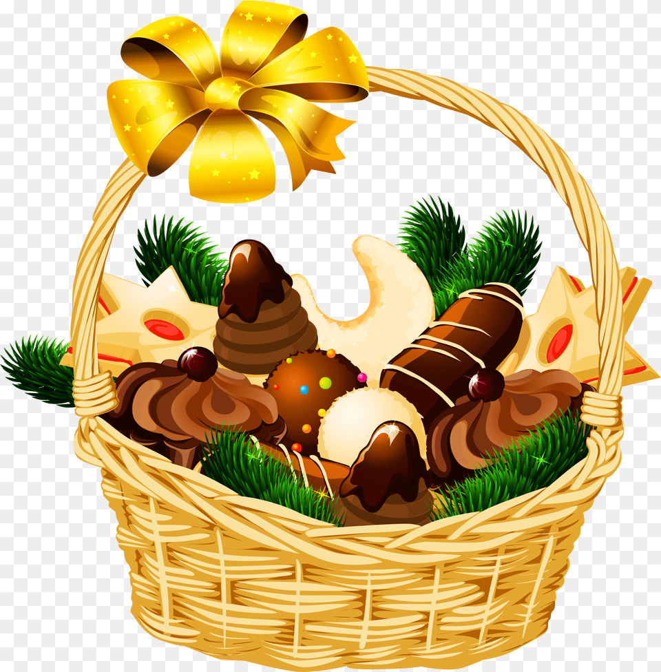 Basket Raffle Clipart Christmas Christmas Basket, Birthday Cake, Cake, Cream, Dessert Free Png