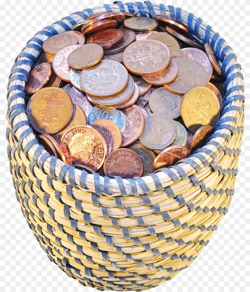 Basket With Coins Transparent Image Money, Coin Free Png