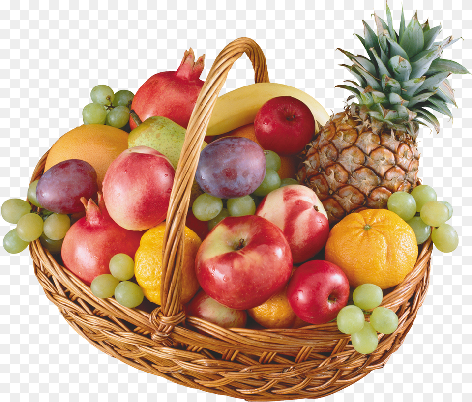 Basket With Fruits Clipart Basket Of Fruits, Produce, Plant, Food, Fruit Png Image