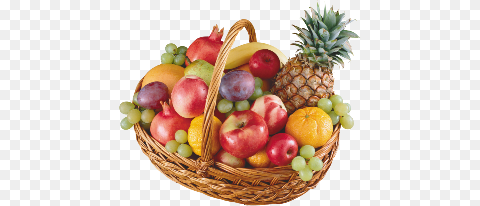 Basket With Fruits Clipart Fruit Gift Fruits Basket Images Hd, Produce, Plant, Food, Pineapple Png Image